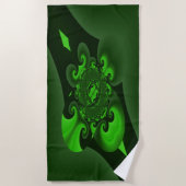 Donkergroene en Limoen wervelgolf Strandlaken (Voorkant)