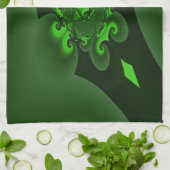 Donkergroene en Limoen wervelgolf Theedoek (Gevouwen)