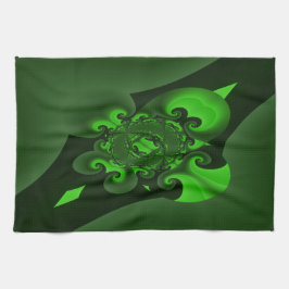 Donkergroene en Limoen wervelgolf Theedoek