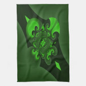 Donkergroene en Limoen wervelgolf Theedoek (Verticaal)