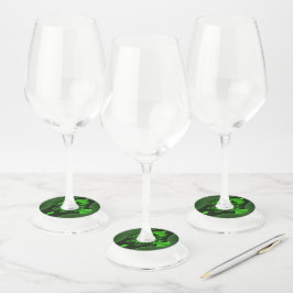 Donkergroene en Limoen wervelgolf Wijnglaslabel