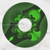 Donkergroene en Limoen wervelgolf Wijnglaslabel (Voorkant)