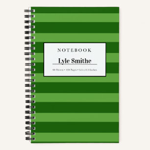 Donkergroene en limoengroene gestreepte gepersonal notitieboek