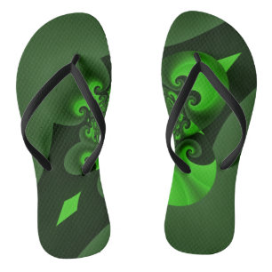 Donkergroene en limoenspiraal golfplaten teenslippers