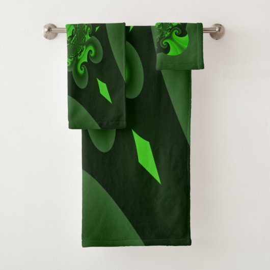Donkergroene en limoenspiraalgolf bad handdoek (Insitu)