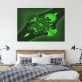 Donkergroene en limoenspiraalgolf canvasprint canvas afdruk (Insitu (Slaapkamer))
