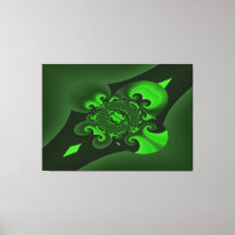 Donkergroene en limoenspiraalgolf canvasprint