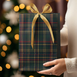 Donkergroene en rode Kerst geruite cadeautas