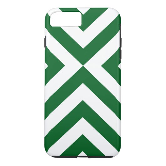 Donkergroene en witte Chevrons iPhone 8/7 Plus Hoe Case-Mate iPhone Case (Achterkant)