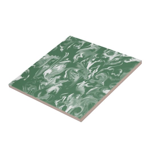 Donkergroene en witte, gemengde kleurenstapel tegeltje (Zijkant)