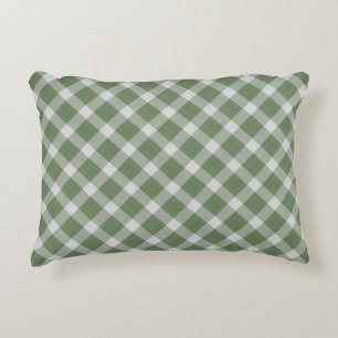 Donkergroene en witte geruite gingham accent kussen