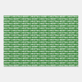 Donkergroene en witte kersttypografie inpakpapier vel (Voorkant 3)