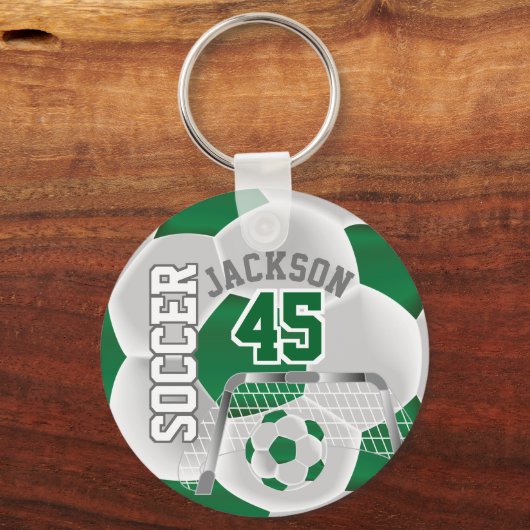 Donkergroene en witte ⚽ sleutelhanger (Voorkant)