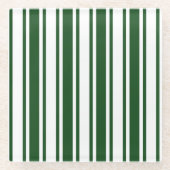 Donkergroene en witte snoepjes strepen glazen onderzetter (Voorkant)