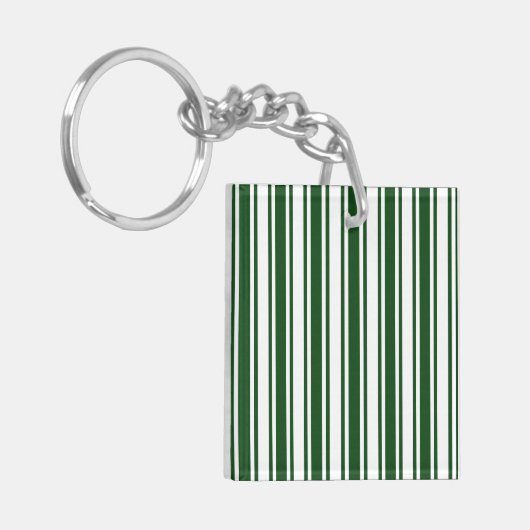 Donkergroene en witte snoepjes strepen sleutelhanger (Voorkant Links)