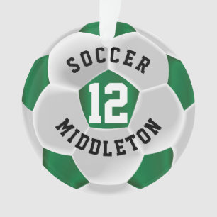 Donkergroene en witte sportbal ornament