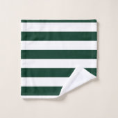 Donkergroene en witte strepen bad handdoek (Wasdoekje)