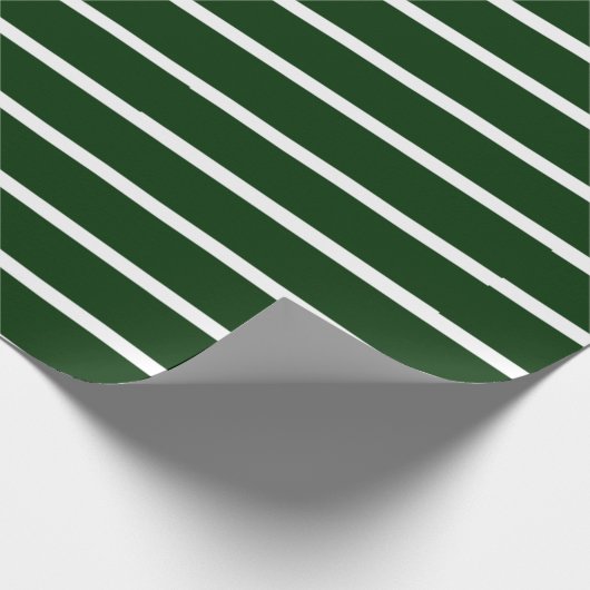 Donkergroene en witte strepen cadeaupapier (Hoek)