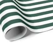 Donkergroene en witte strepen cadeaupapier (Rol Hoek)