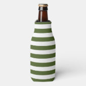 Donkergroene en witte strepen flesjeskoeler (Fles Voorkant)