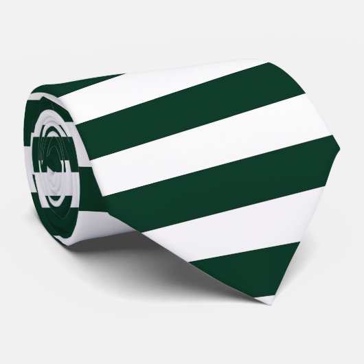 Donkergroene en witte strepen stropdas (Opgerold)