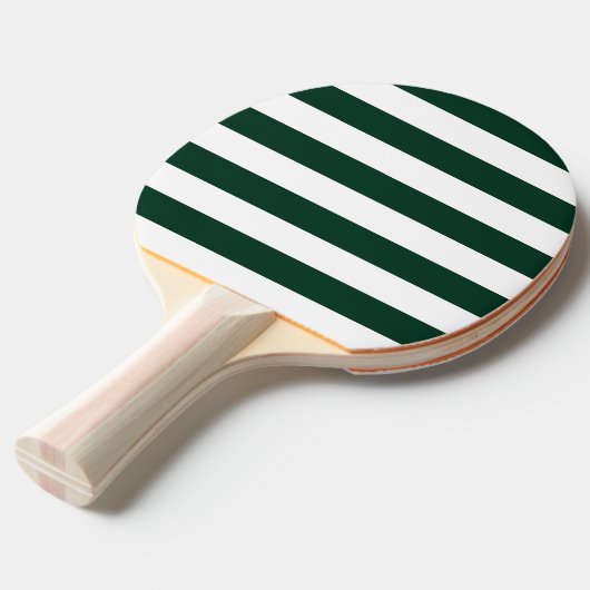 Donkergroene en witte strepen tafeltennisbatje (Voorkant Gekanteld)
