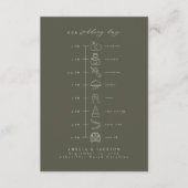 Donkergroene en witte trouwtijdlijn met pictogramm informatiekaartje (Voorkant)