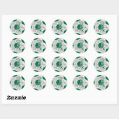 Donkergroene en Witte Voetbal Ronde Sticker (Vel)