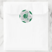 Donkergroene en Witte Voetbal Ronde Sticker (Tas)