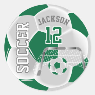 Donkergroene en Witte Voetbal Ronde Sticker