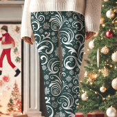 Donkergroene en witte winterwerveling Kerstmis Leggings
