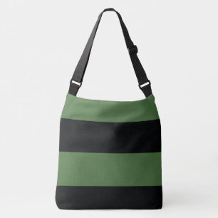 Donkergroene en zwarte eenvoudige extra brede stre crossbody tas