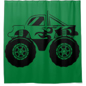 Donkergroene en zwarte monster-driekleurengordijn douchegordijn (Voorkant)