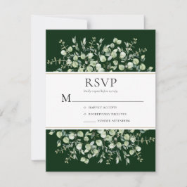 Donkergroene Eucalyptus Bruiloft RSVP Kaartje