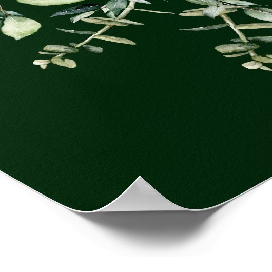Donkergroene Eucalyptus bruiloft Welkom Poster (Hoek)