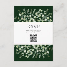 Donkergroene Eucalyptus QR-code Huwelijksreactie 