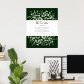 Donkergroene Eucalyptus Trouw Welkom  Poster (Thuiskantoor)