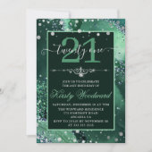 Donkergroene faux Glitter Agate Birthday Kaart (Voorkant)