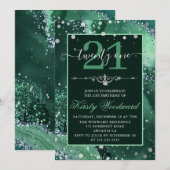 Donkergroene faux Glitter Agate Birthday Kaart (Voorkant / Achterkant)