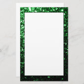 Donkergroene faux glitter sparken briefpapier (Voorkant / Achterkant)