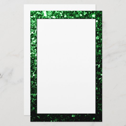 Donkergroene faux glitter sparken briefpapier (Voorkant / Achterkant)