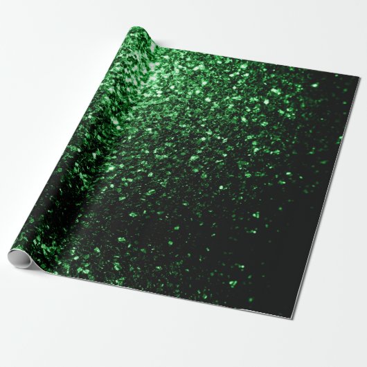 Donkergroene faux glitter sparken cadeaupapier (Uitgerold)