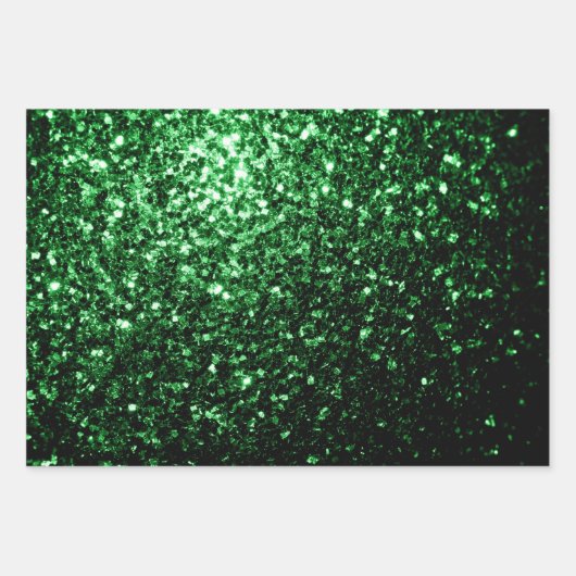 Donkergroene faux glitter sparken inpakpapier vel (Voorkant 2)