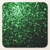 Donkergroene faux glitter sparken kartonnen onderzetters (Voorkant)