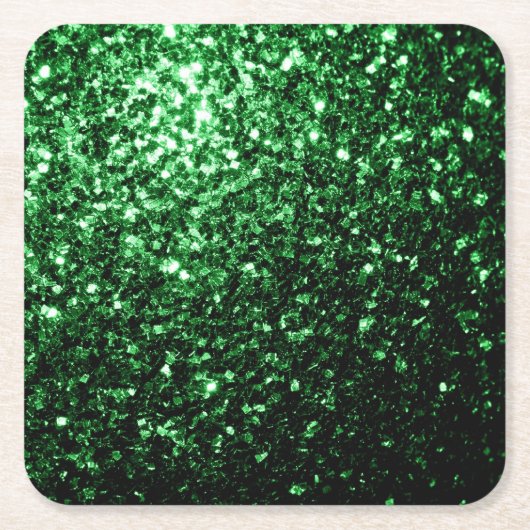Donkergroene faux glitter sparken kartonnen onderzetters (Voorkant)