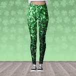 Donkergroene faux glitter sparken leggings<br><div class="desc">Cool,  leuk,  elegant en uniek in de hele wereld,  in de vorm van een compacte leggings,  een cadeauidee voor haar. Mooie,  glamoureuze groene glanzende glans sparkles. Foto van Groen is niet echt glitter!</div>