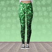 Donkergroene faux glitter sparken leggings