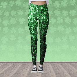 Donkergroene faux glitter sparken leggings