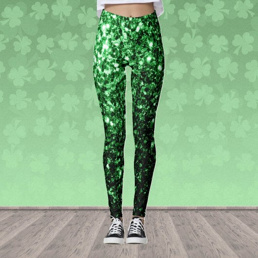 Donkergroene faux glitter sparken leggings