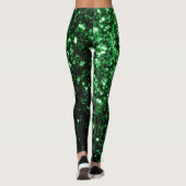 Donkergroene faux glitter sparken leggings (Achterkant)